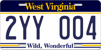 WV license plate 2YY004