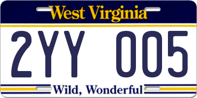 WV license plate 2YY005