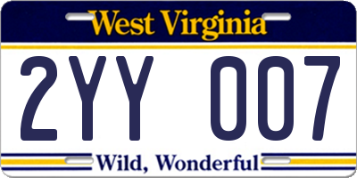 WV license plate 2YY007
