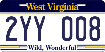 WV license plate 2YY008