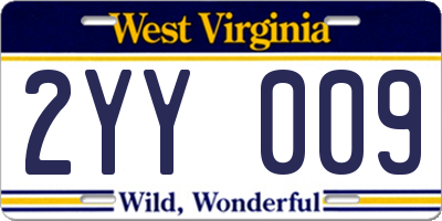 WV license plate 2YY009