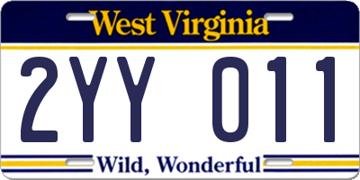 WV license plate 2YY011
