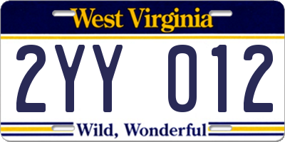 WV license plate 2YY012
