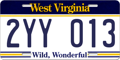 WV license plate 2YY013