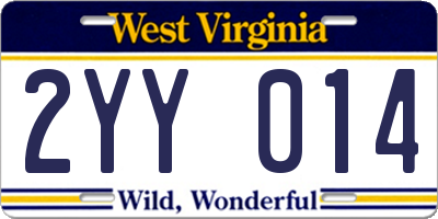 WV license plate 2YY014