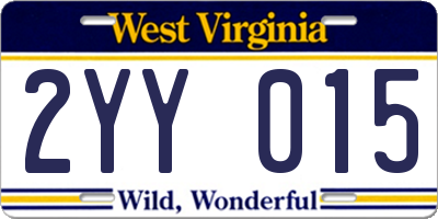 WV license plate 2YY015