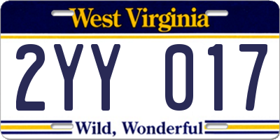 WV license plate 2YY017