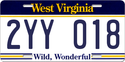 WV license plate 2YY018