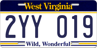 WV license plate 2YY019