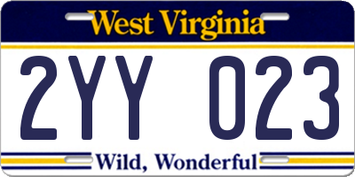 WV license plate 2YY023