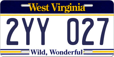 WV license plate 2YY027