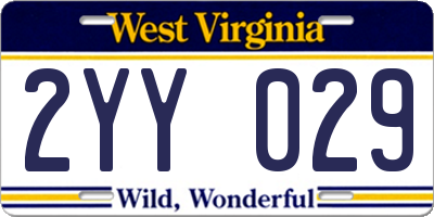 WV license plate 2YY029