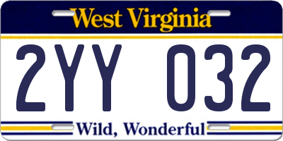 WV license plate 2YY032