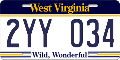 WV license plate 2YY034