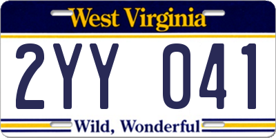 WV license plate 2YY041