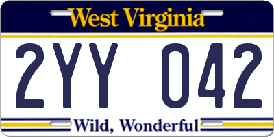 WV license plate 2YY042