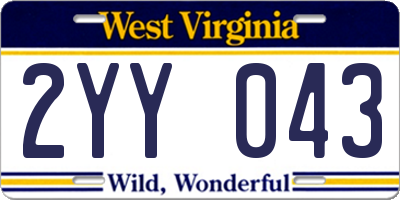 WV license plate 2YY043