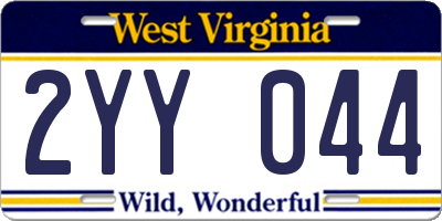 WV license plate 2YY044