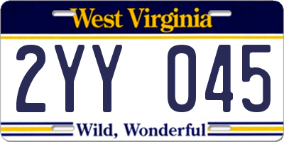 WV license plate 2YY045