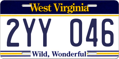 WV license plate 2YY046