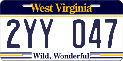 WV license plate 2YY047