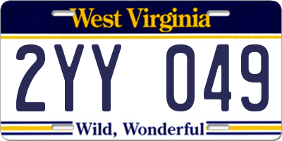 WV license plate 2YY049