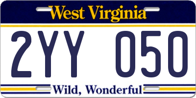 WV license plate 2YY050