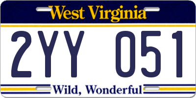WV license plate 2YY051