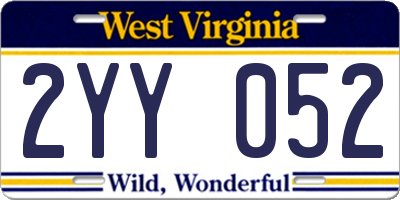 WV license plate 2YY052