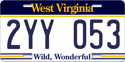 WV license plate 2YY053
