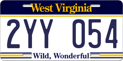 WV license plate 2YY054