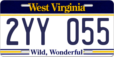 WV license plate 2YY055