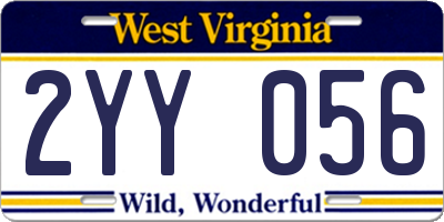 WV license plate 2YY056