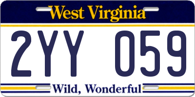WV license plate 2YY059