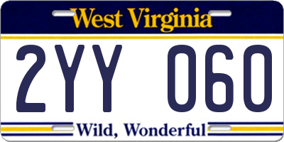 WV license plate 2YY060