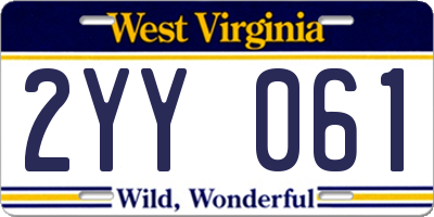 WV license plate 2YY061