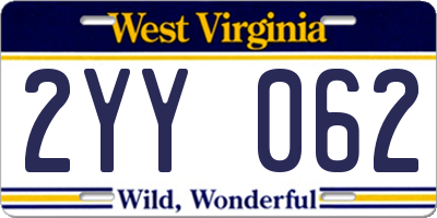 WV license plate 2YY062