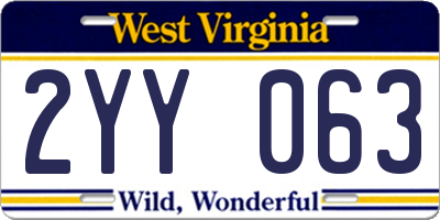 WV license plate 2YY063