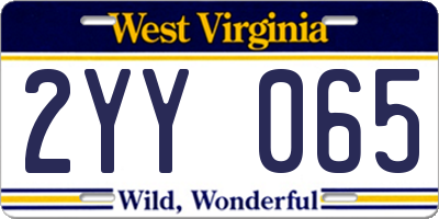 WV license plate 2YY065