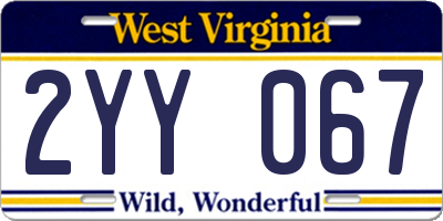 WV license plate 2YY067
