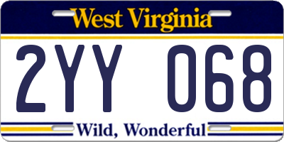 WV license plate 2YY068