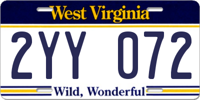 WV license plate 2YY072