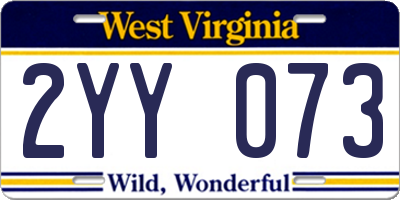 WV license plate 2YY073