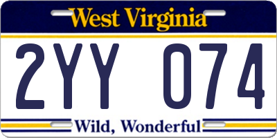 WV license plate 2YY074