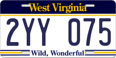 WV license plate 2YY075