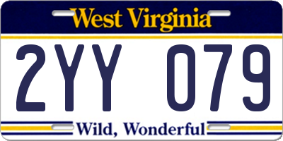 WV license plate 2YY079