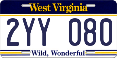 WV license plate 2YY080
