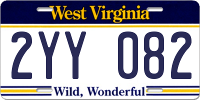 WV license plate 2YY082