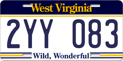 WV license plate 2YY083