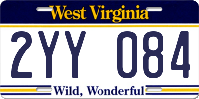 WV license plate 2YY084